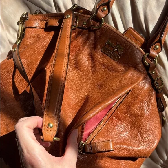 Coach Vintage Leather Camel Tan Light Brown Removable Crossbody Shoulder Bag - Picture 7 of 17